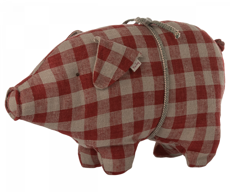 Maileg Pig Small Red Check