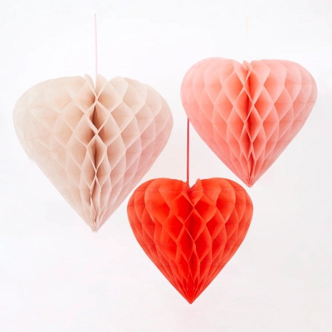 Meri Meri 6 Heart Honeycomb Decorations
