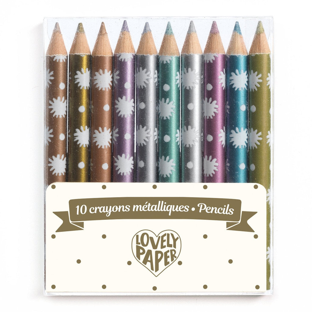Djeco 10 Mini Metallic Colouring Pencils Chichi - Radish Loves
