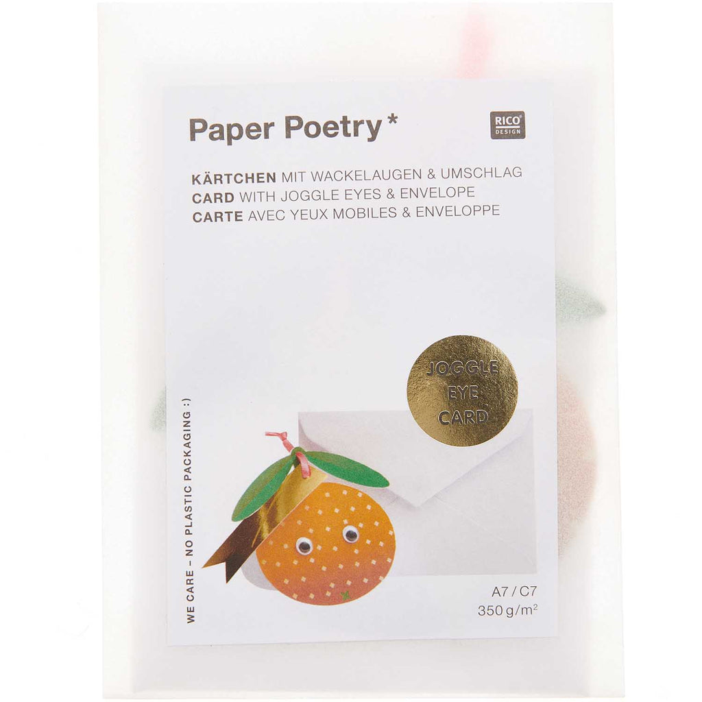 Rico Design Paper Poetry Card with Joggle Eyes, Merry Christmas Orange - Radish Loves