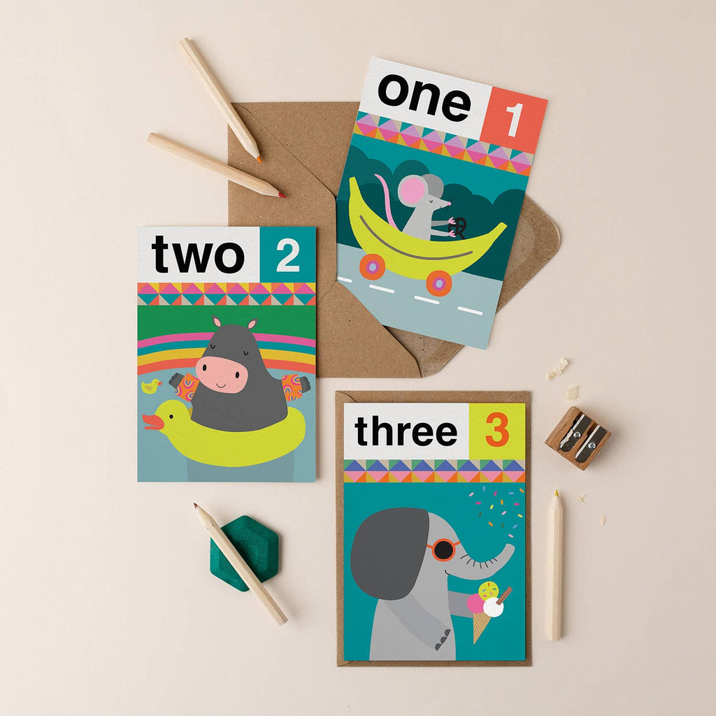 Mifkins - Elephant Three 3rd Birthday | Children’s Birthday Card