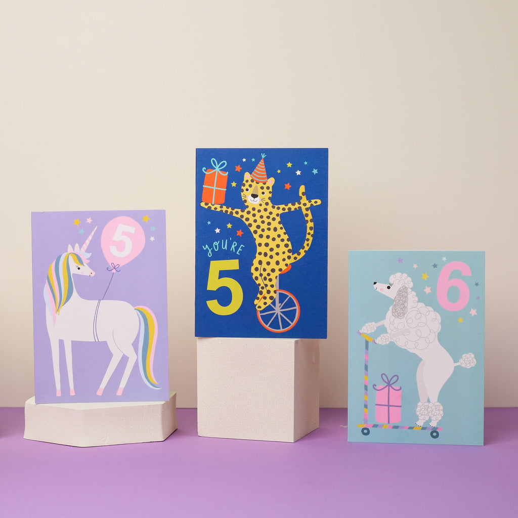 Mifkins - Age 5 Blue Kid's Birthday Card | Children’s Birthday Card