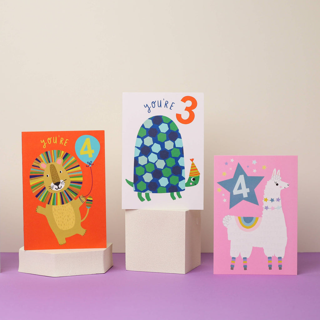 Mifkins - Age 4 Llama Kid's Birthday Card | Children’s Birthday Card