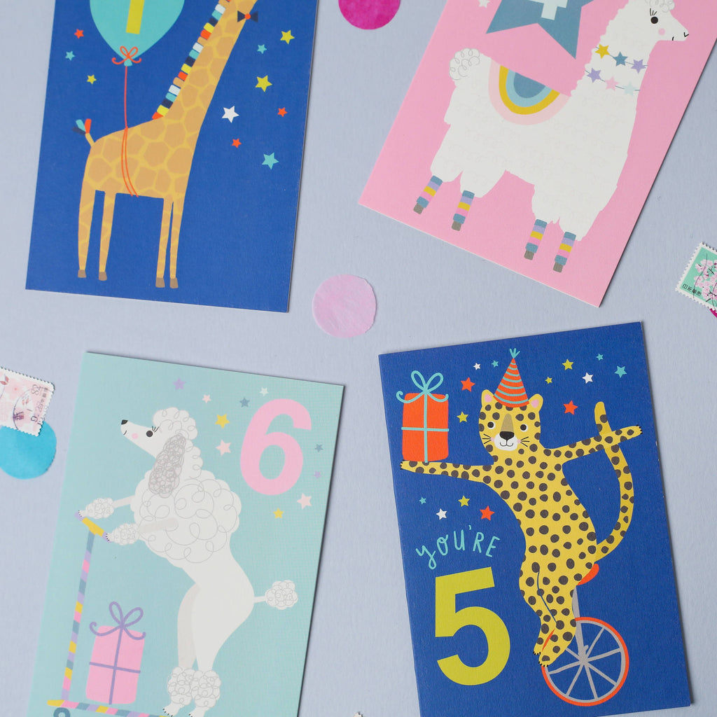 Mifkins - Age 5 Blue Kid's Birthday Card | Children’s Birthday Card