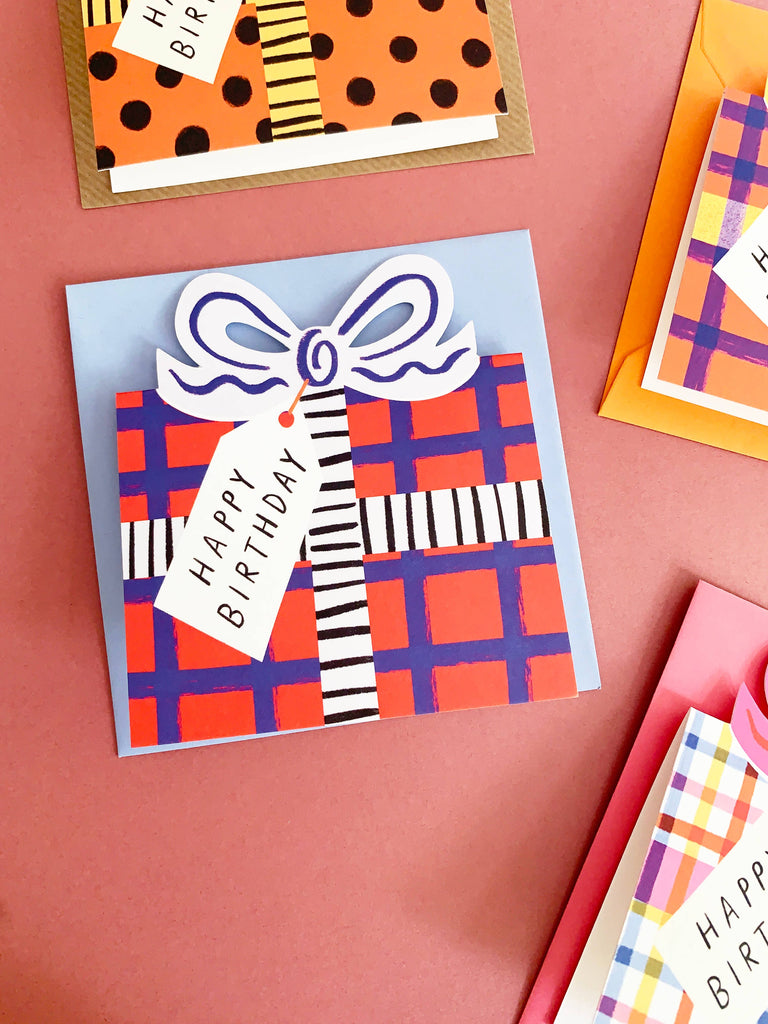 Kitty Kenda Papergoods - Birthday Bow Shaped Greeting Card - 4 colourways