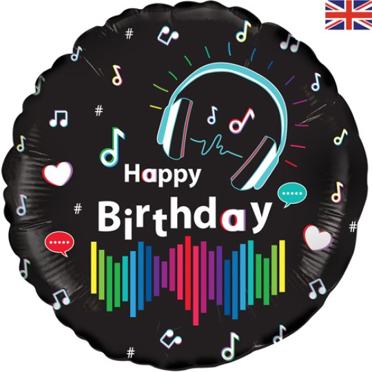 Birthday Music & Media Foil Balloon - 18 Inch 