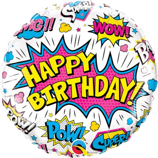 18 Inch Birthday Superhero White Foil Balloon