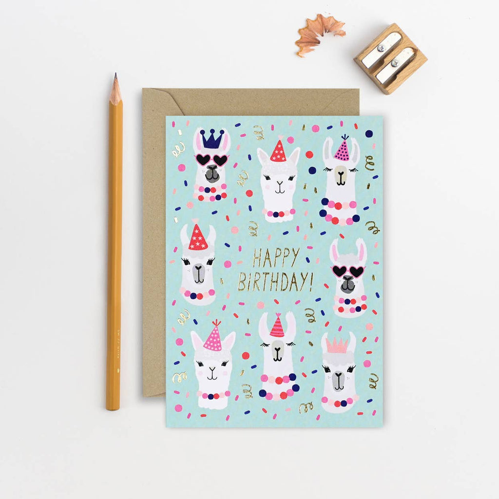 Mifkins - Party Llamas Children's Birthday Card | Kid's Birthday Card