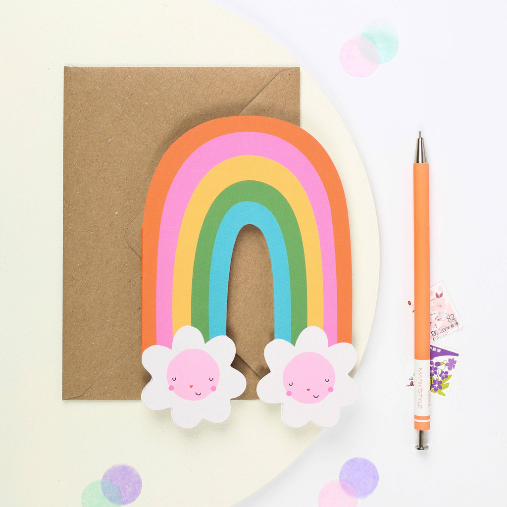 Mifkins - Rainbow Blossom Greeting Card | Rainbow Shaped Card