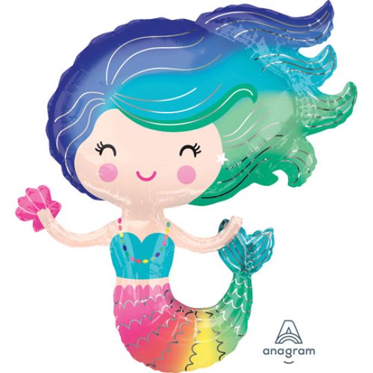 Colourful Mermaid Supershape Foil Balloon - 30 Inch 