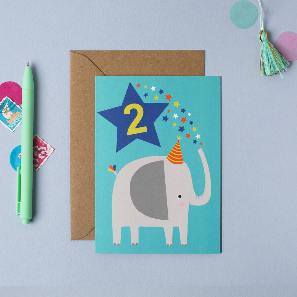 Mifkins - Age 2 Blue Kid's Birthday Card | Children’s Birthday Card