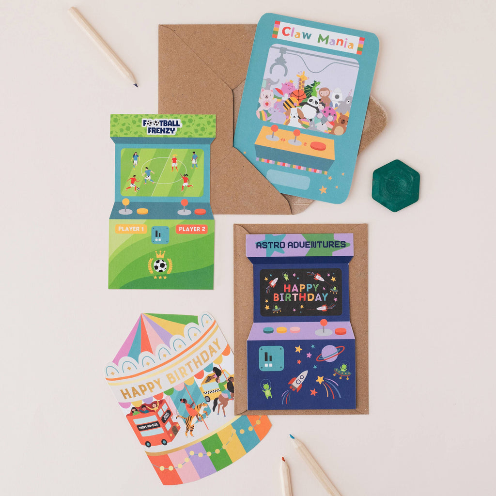 Mifkins - Football Frenzy Arcade Shaped Birthday Card | Kid's Card