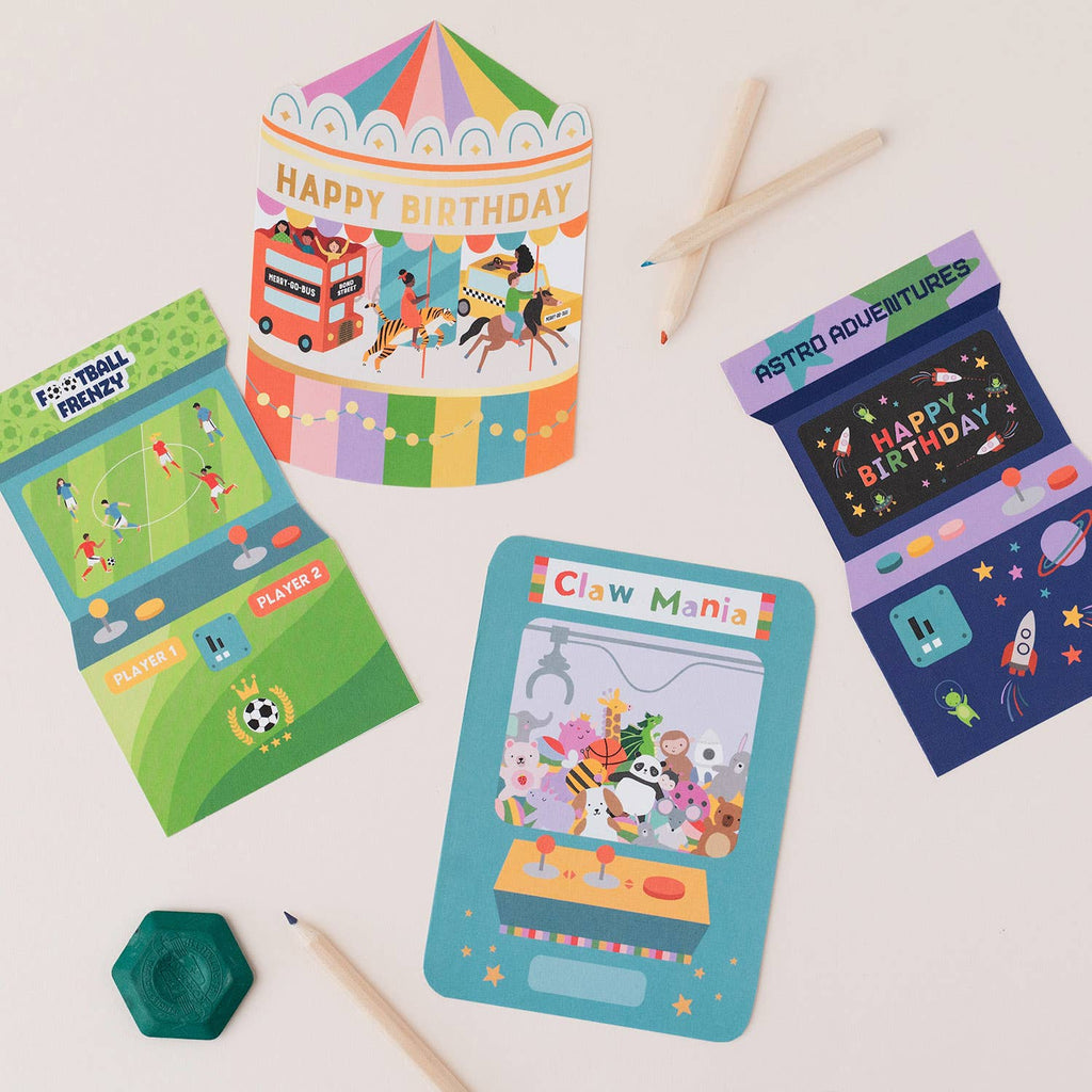 Mifkins - Football Frenzy Arcade Shaped Birthday Card | Kid's Card