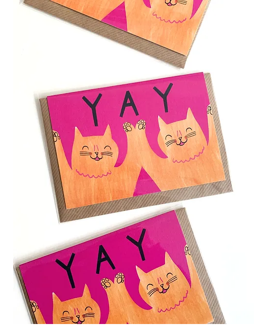 Kitty Kenda Papergoods - Yay Ginger Cats Greeting Card