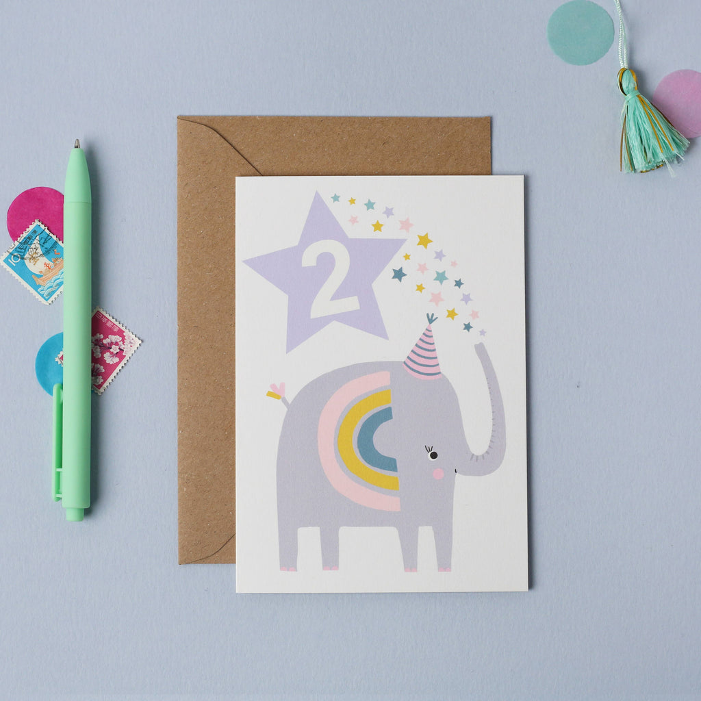 Mifkins - Age 2 Purple Kid's Birthday Card | Children’s Birthday Card