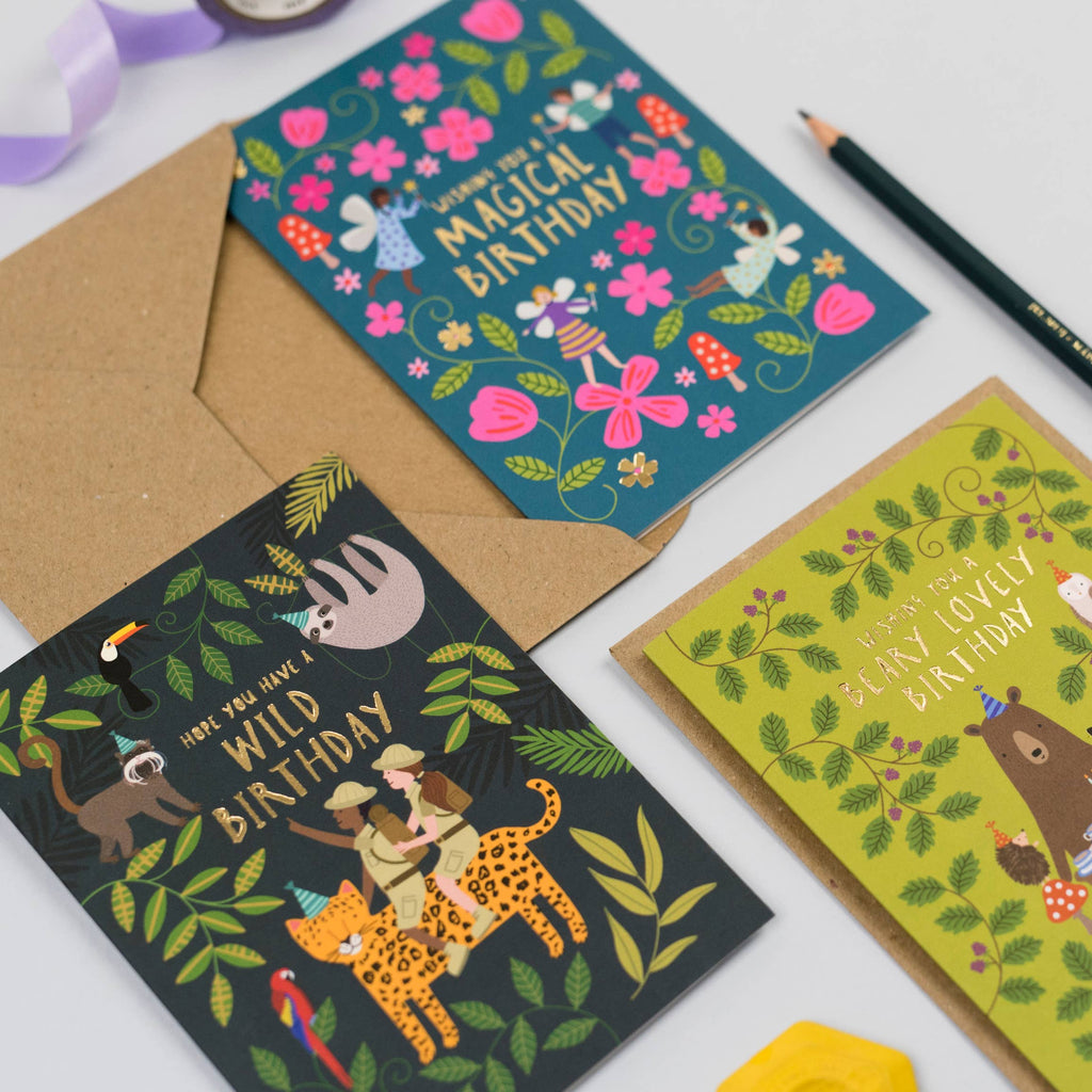 Mifkins - Jungle Explorers Birthday Card | Fun Animal Kids Card