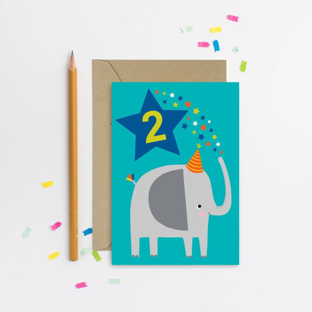 Mifkins - Age 2 Blue Kid's Birthday Card | Children’s Birthday Card