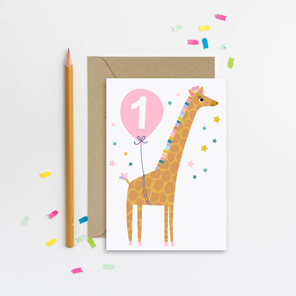 Mifkins - Age 1 Pink Kid's Birthday Card | Children’s Birthday Card