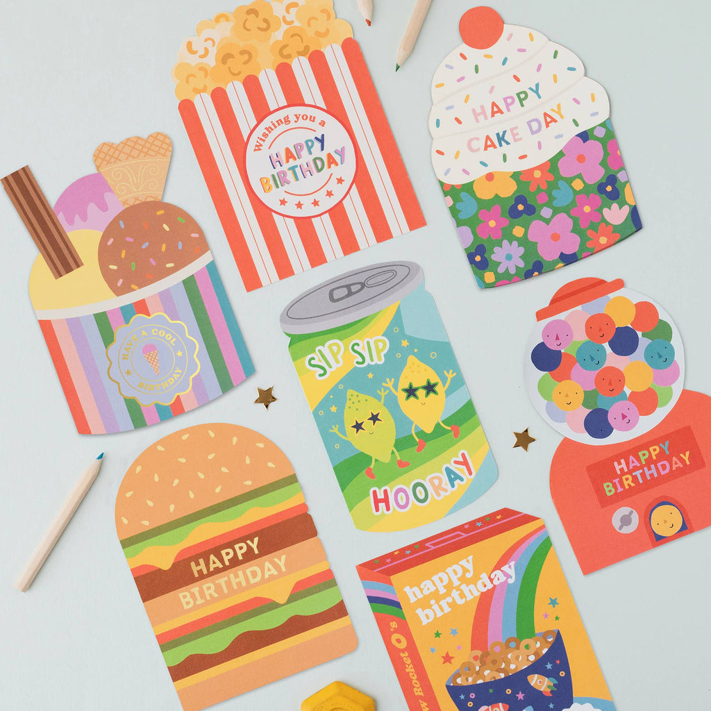 Mifkins - Popcorn Birthday Card | Food themed Birthday Card