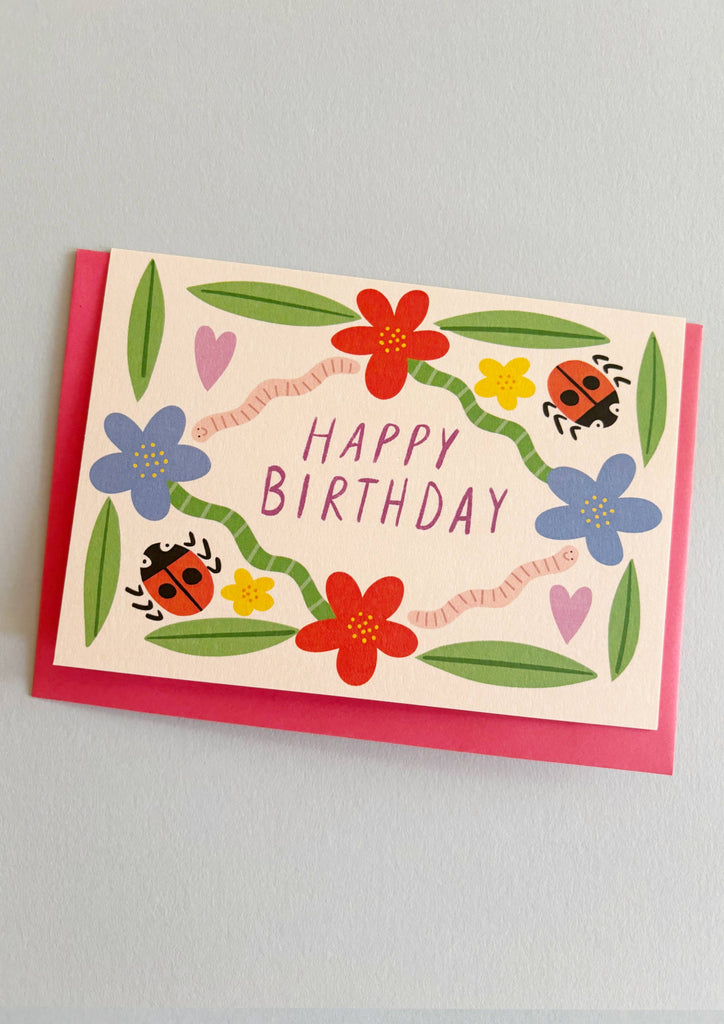 Kitty Kenda Papergoods - Garden Print Happy Birthday Greeting Card