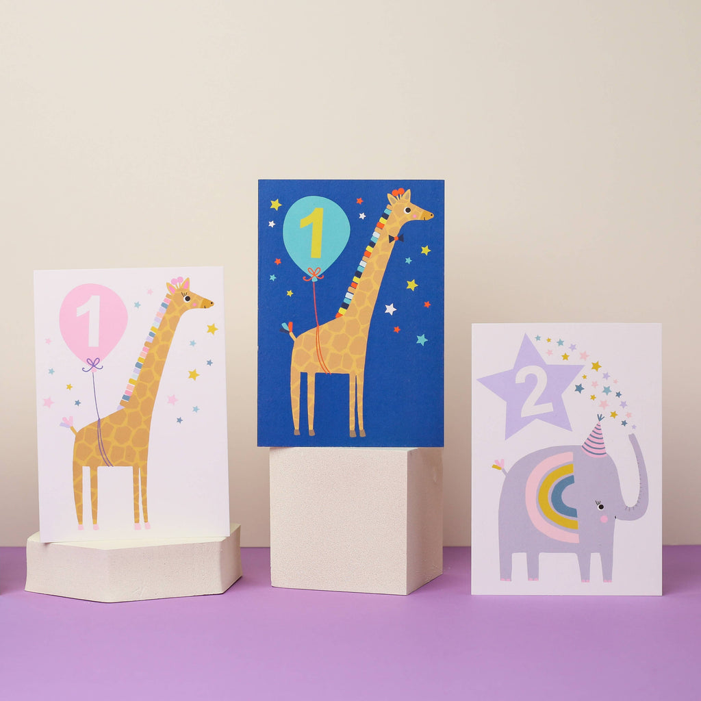Mifkins - Age 1 Blue Kid's Birthday Card | Children’s Birthday Card