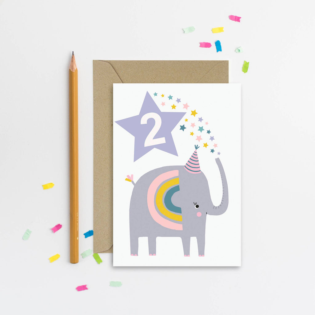 Mifkins - Age 2 Purple Kid's Birthday Card | Children’s Birthday Card