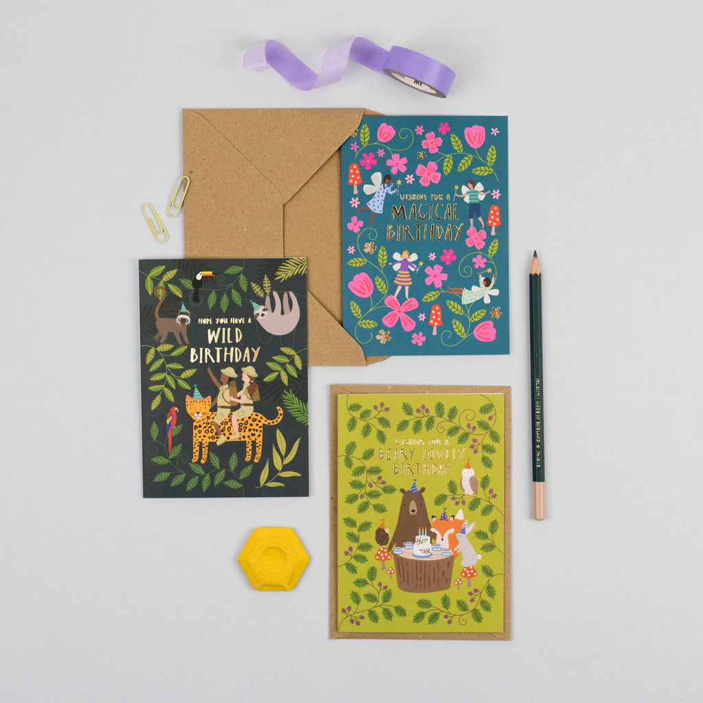 Mifkins - Jungle Explorers Birthday Card | Fun Animal Kids Card