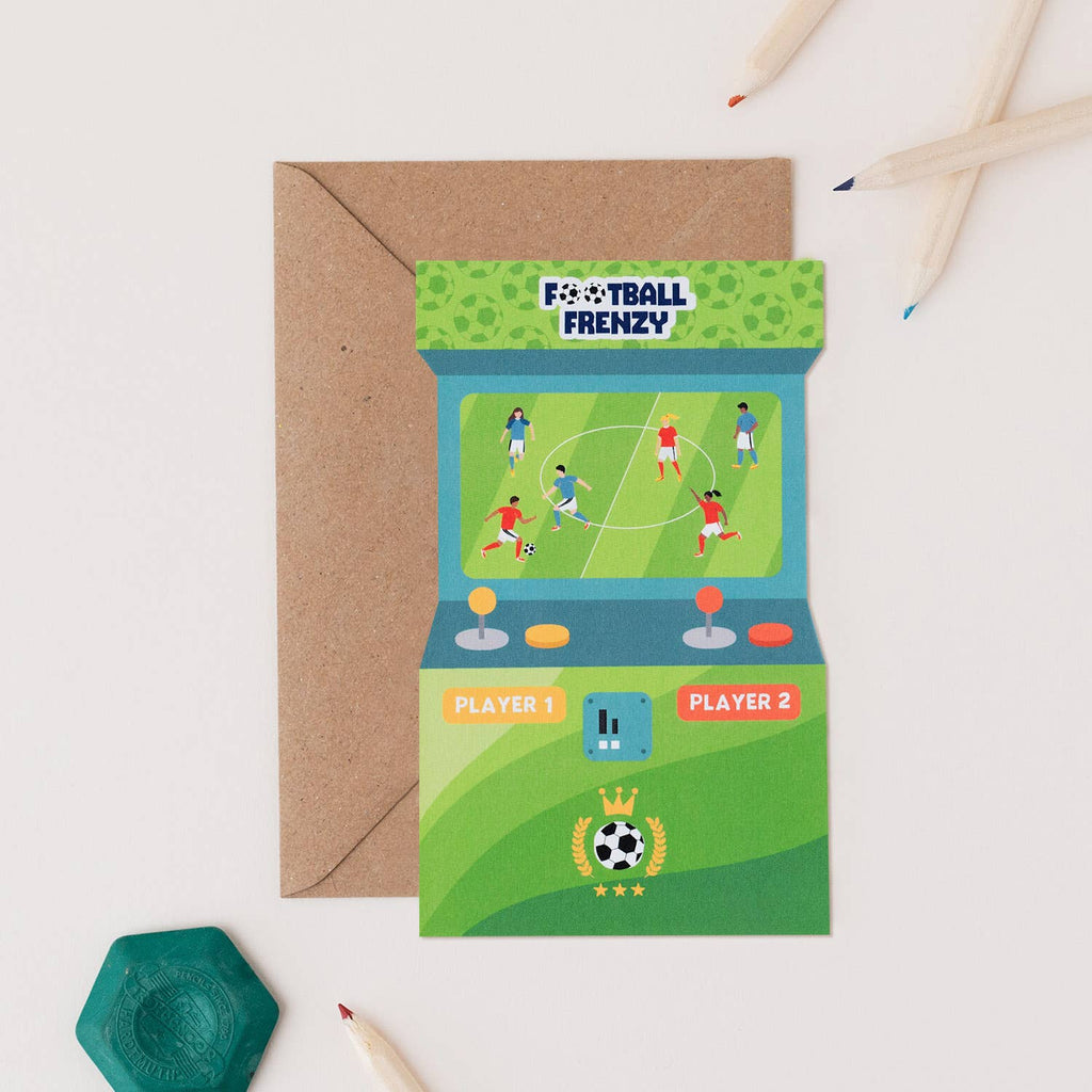 Mifkins - Football Frenzy Arcade Shaped Birthday Card | Kid's Card