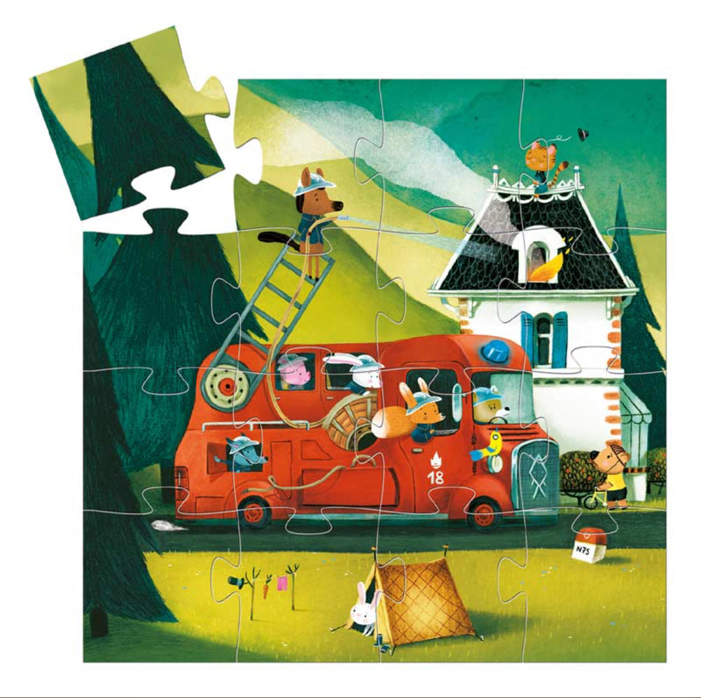 Djeco ‘The Fire Truck’ 16 pcs Silhouette Puzzle