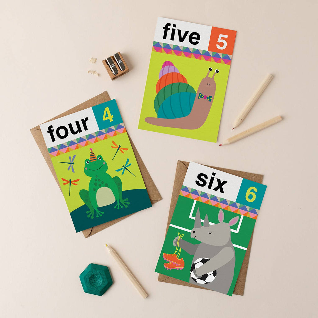 Mifkins - Frog Four 4th Birthday Card | Children’s Birthday Card