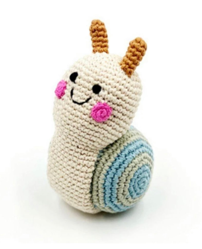 Fair Trade Pebble Friendly Snail Cotton Rattle