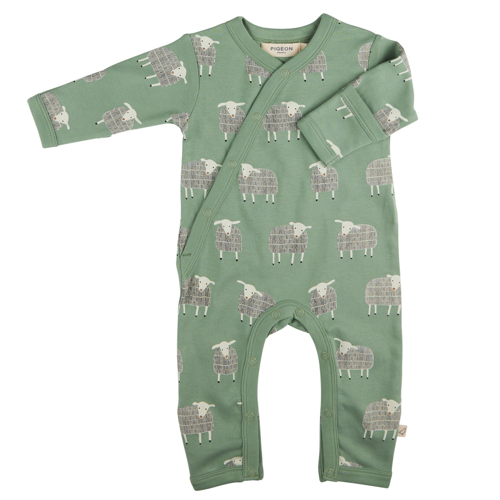 Pigeon Kimono romper (AOP) Sheep, Basil