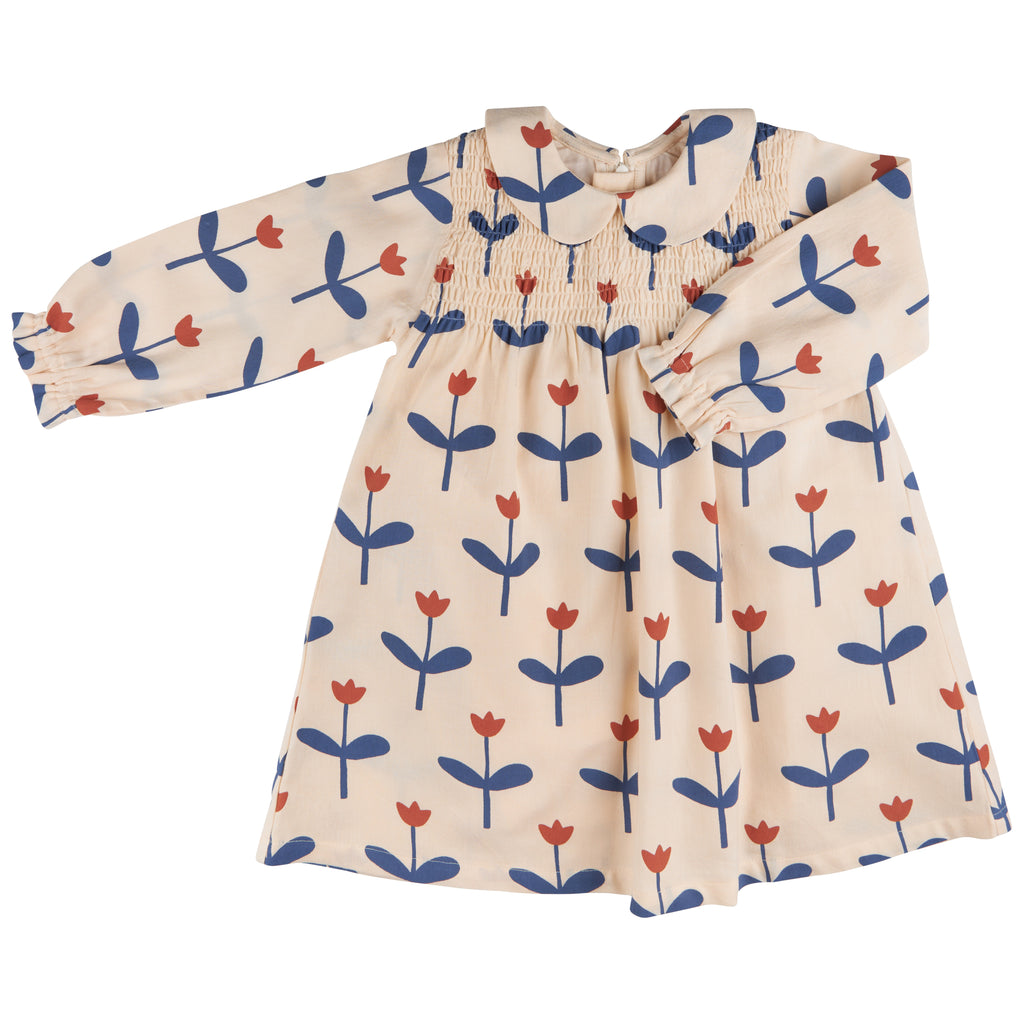 Smock dress with Peter Pan collar, Tulip Blue