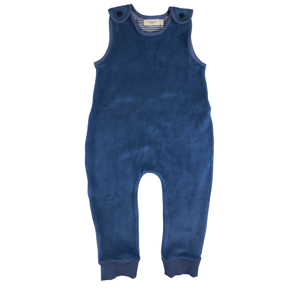 Pigeon Velour Playsuit, Night Blue