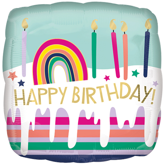 Frosted Cake Square Foil Balloon - 18 Inch