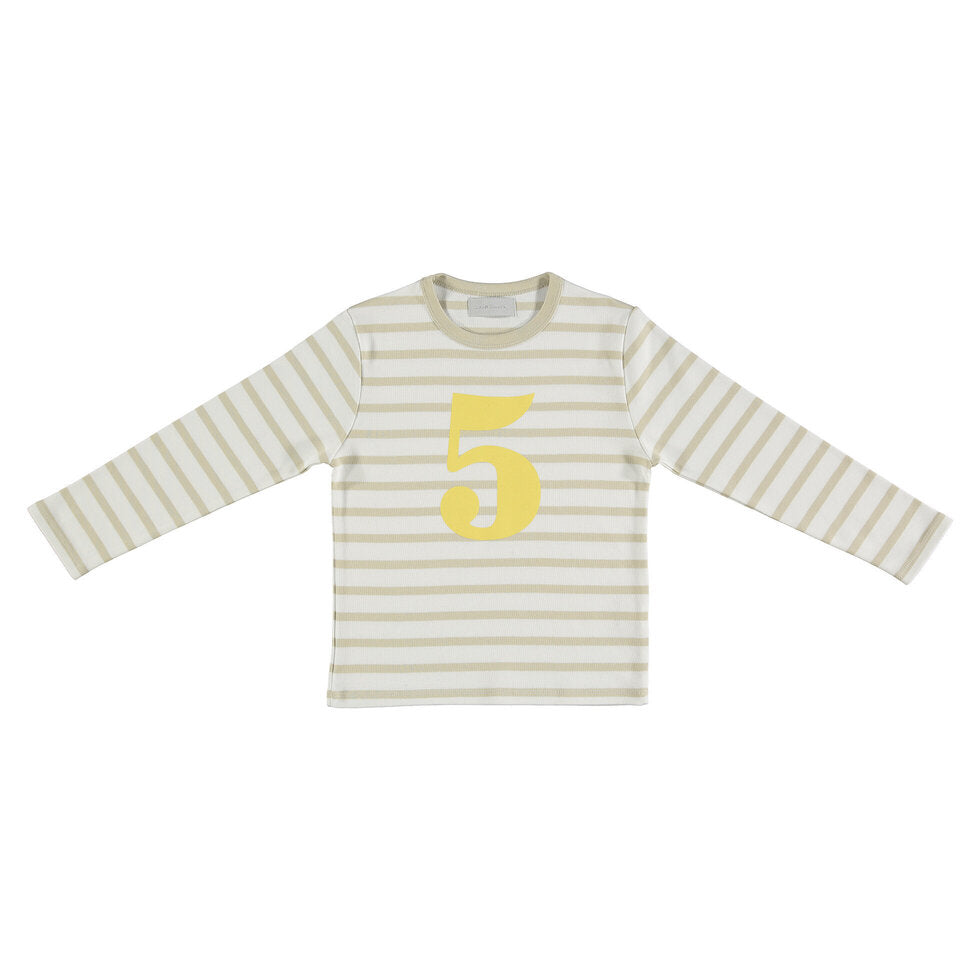Bob & Blossom Breton Striped Number 5 T Shirt Banana