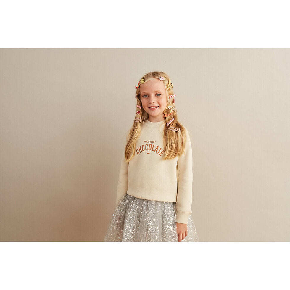 Bob & Blossom Peace, Love + Chocolate Sweatshirt Vanilla