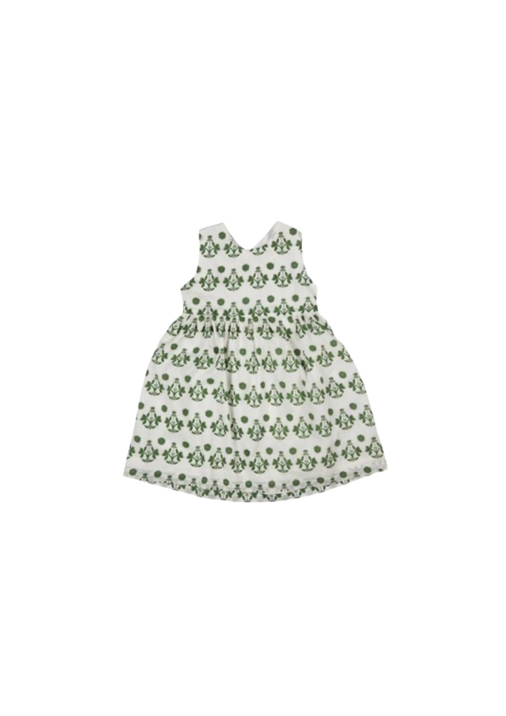 Pigeon Sleevless Cross - Back Dress - Block Flower