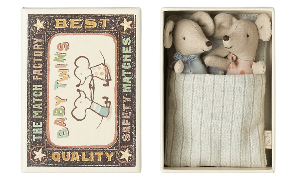 Maileg Twins Baby Mice In Matchbox