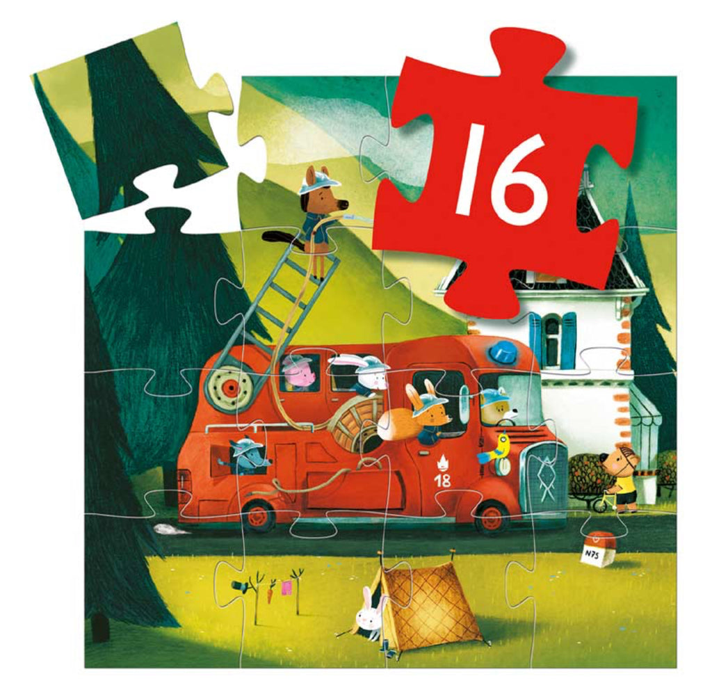 Djeco ‘The Fire Truck’ 16 pcs Silhouette Puzzle