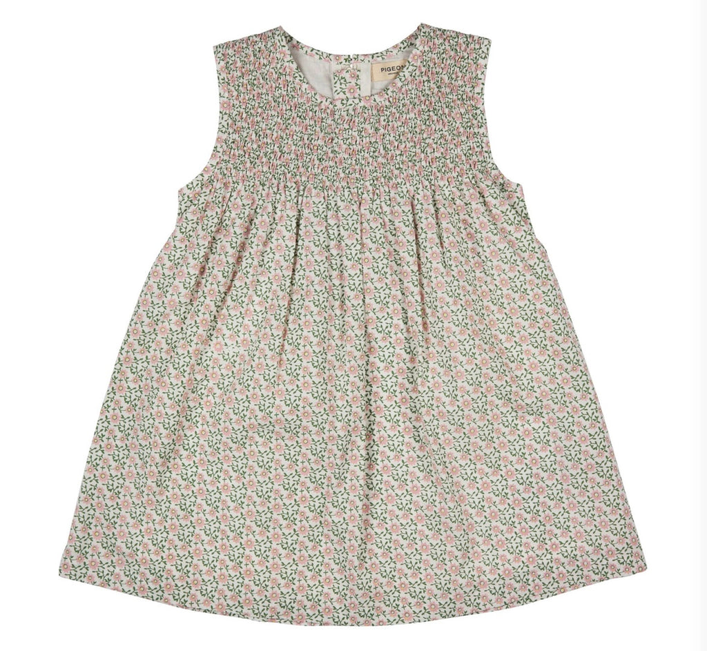 Pigeon Sleevless Smock Dress - Ditsy Pink