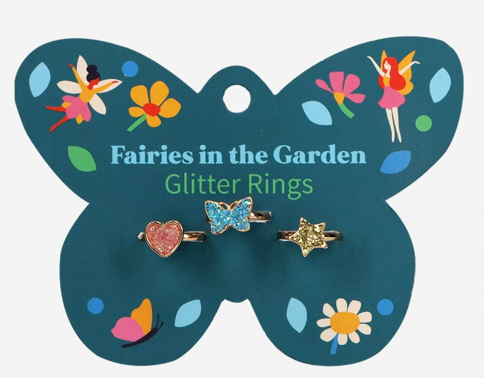 Rex London set of 3 Glitter Rings - Fairies in the Garden