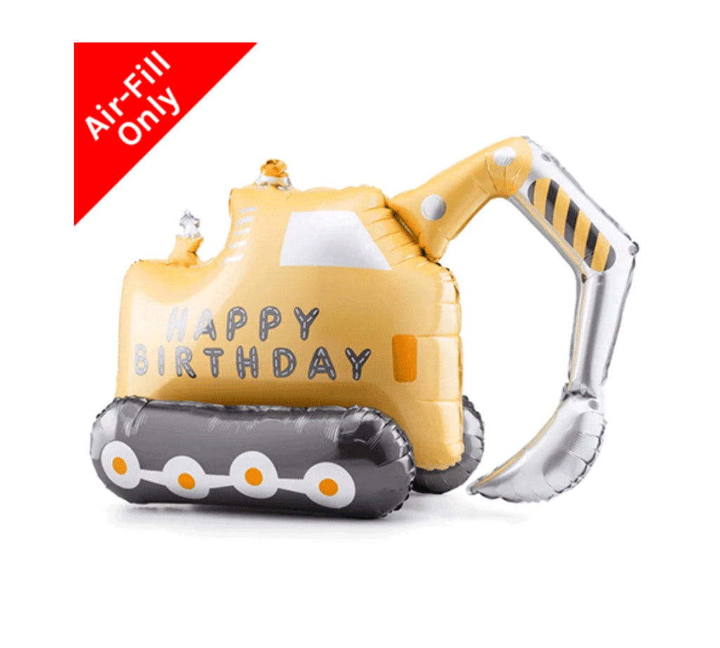 41 Inch Yellow Excavator Birthday Standng Foil Balloon