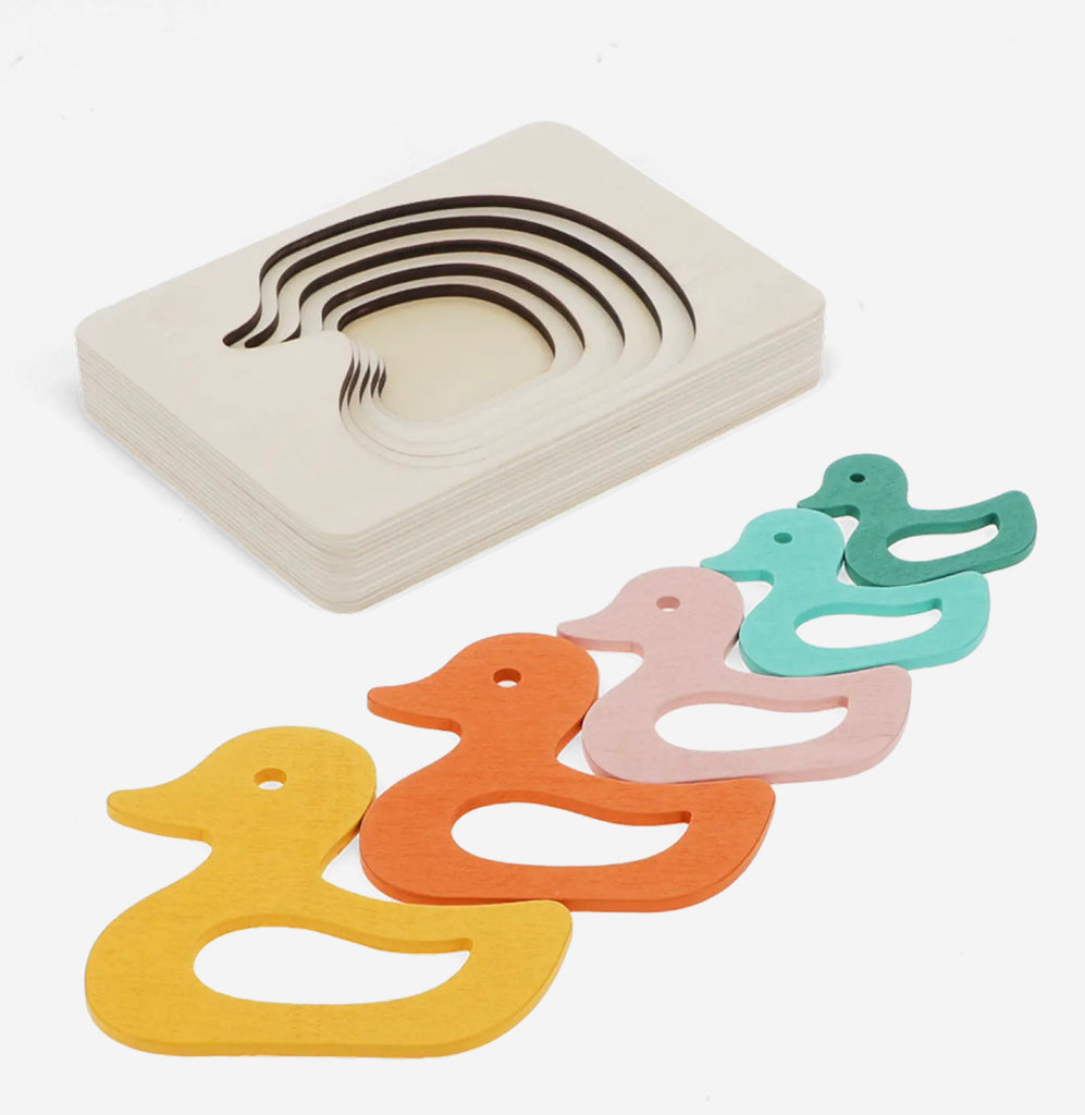 Wooden layered puzzle (5 pieces) - Duck