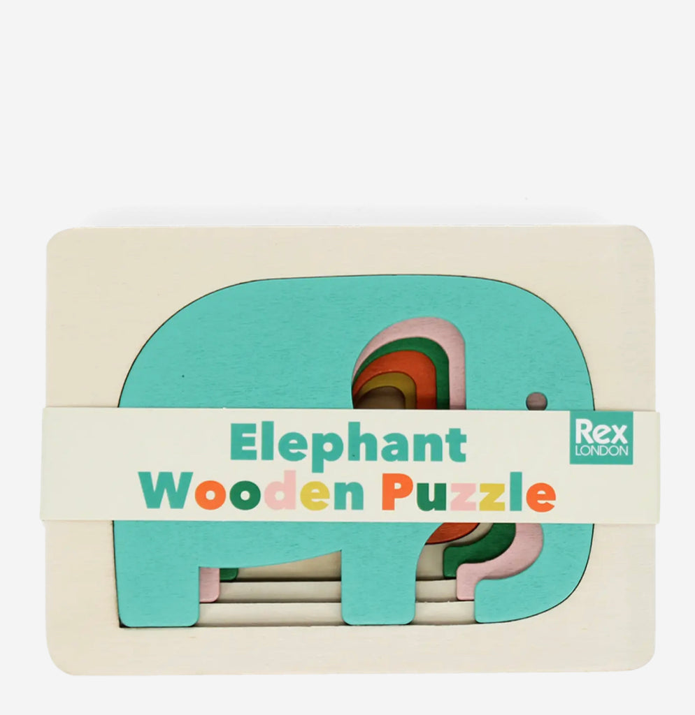 Wooden layered puzzle (5 pieces) - Elephant