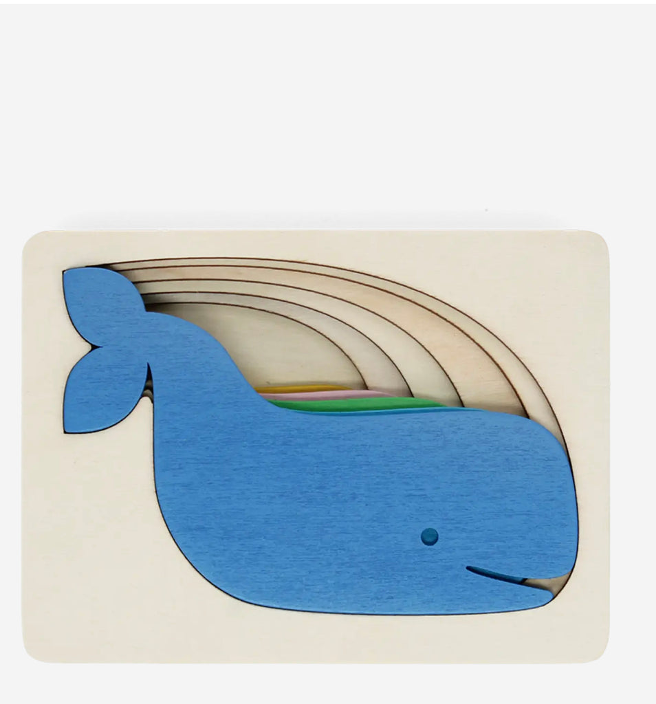 Wooden layered puzzle (5 pieces) - Whale