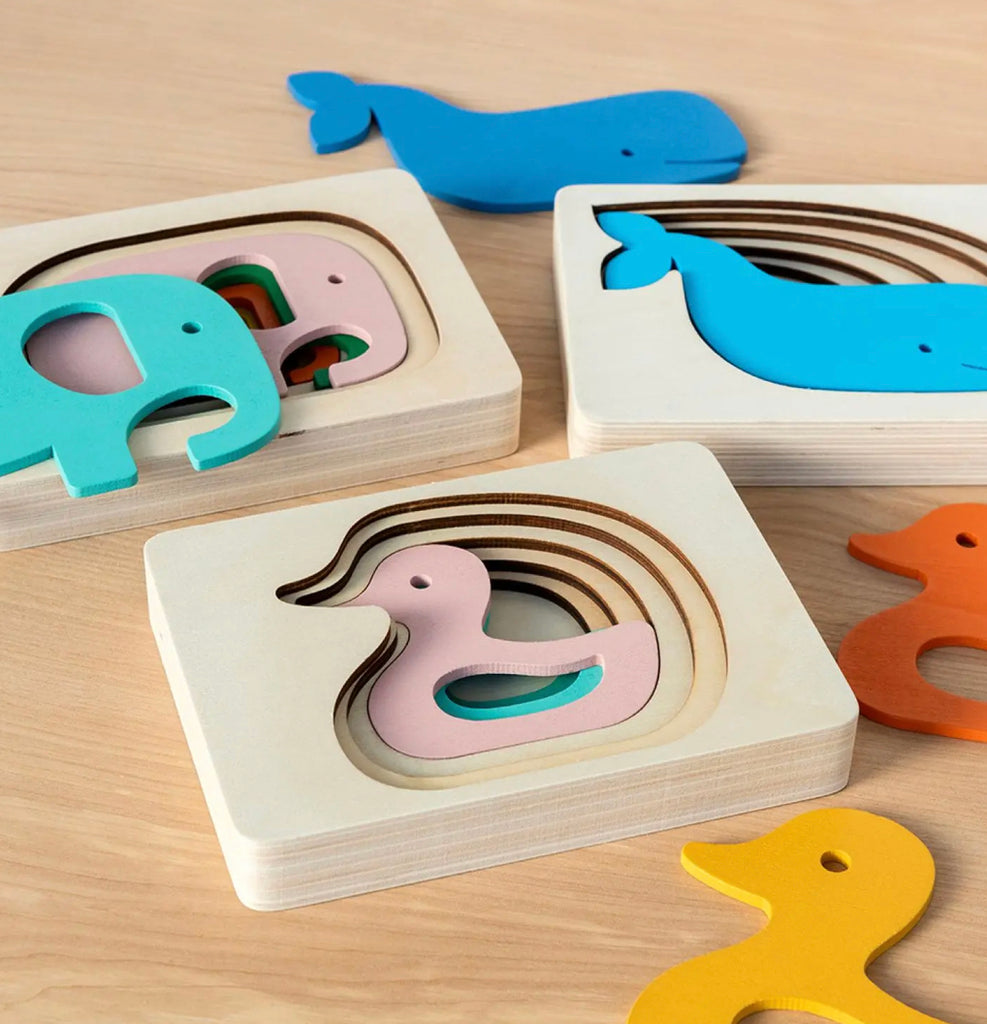 Wooden layered puzzle (5 pieces) - Duck