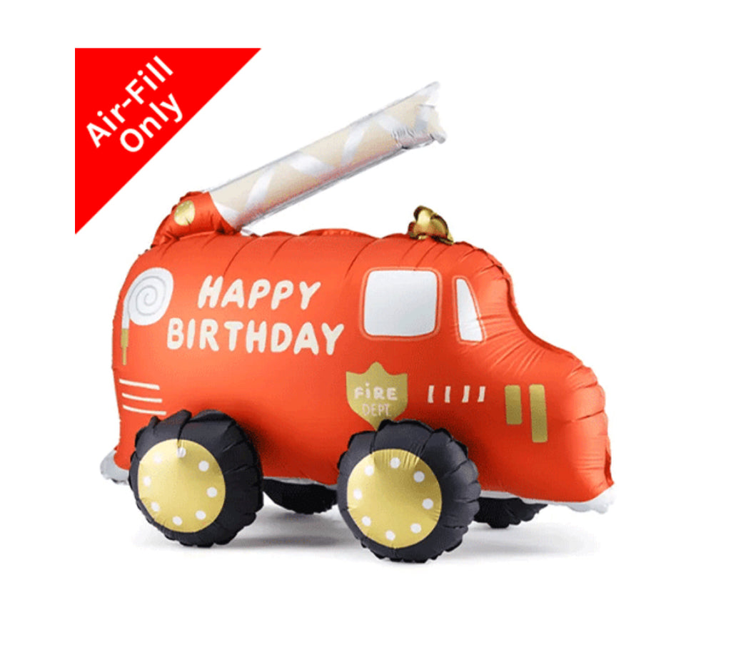 27 Inch Red Fire Truck Birthday Standng Foil Balloon