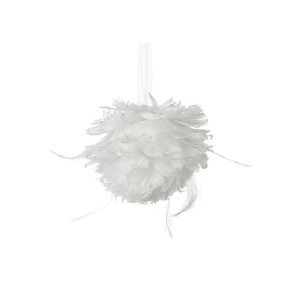 Heaven Sends White Small Feather Ball Hanger