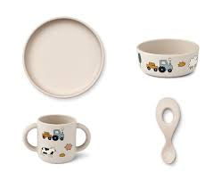 Liewood Vivi printed silicone tableware set- Farm/ Sandy